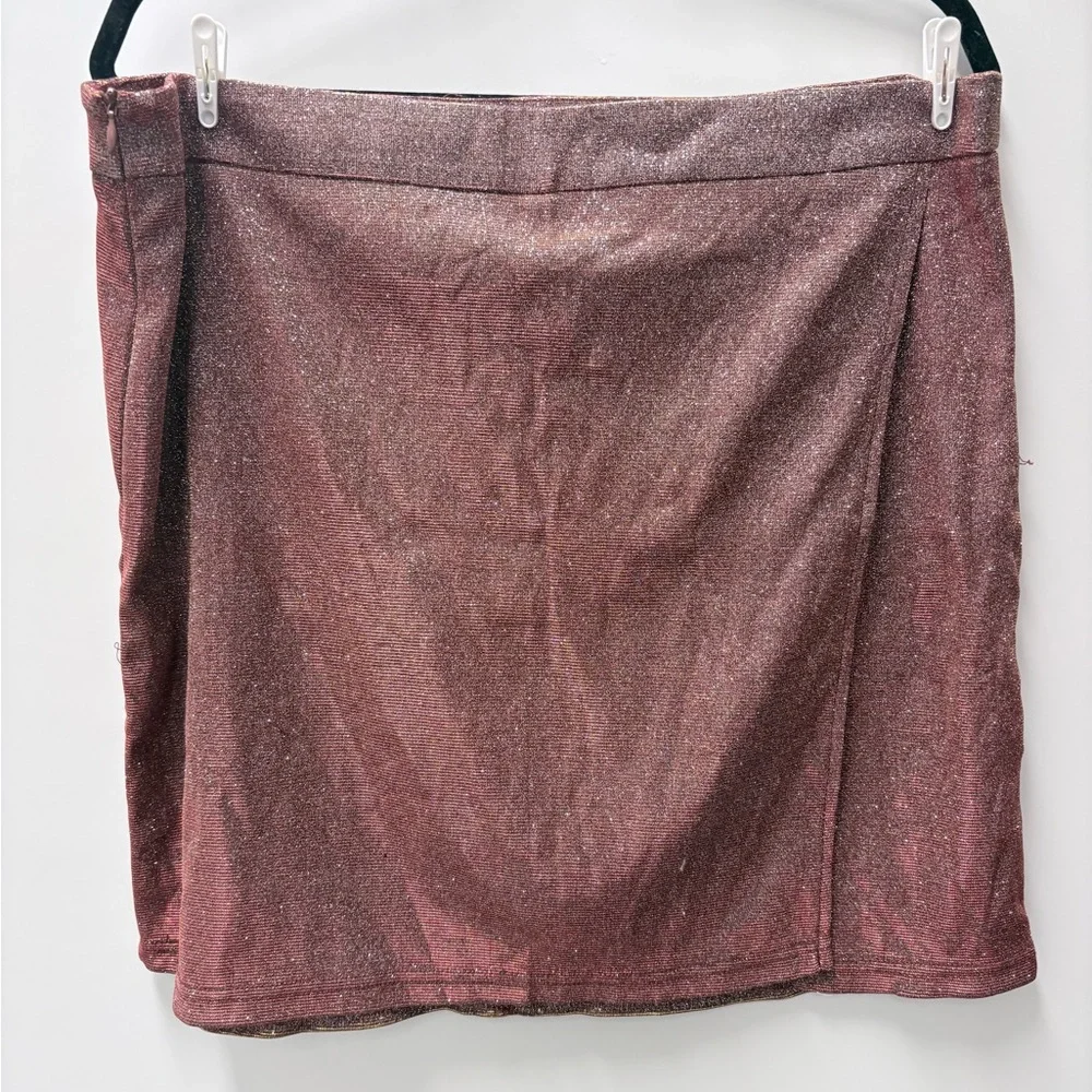 SHEIN Sz 2XL Two Piece Metallic Rose Top/Skirt